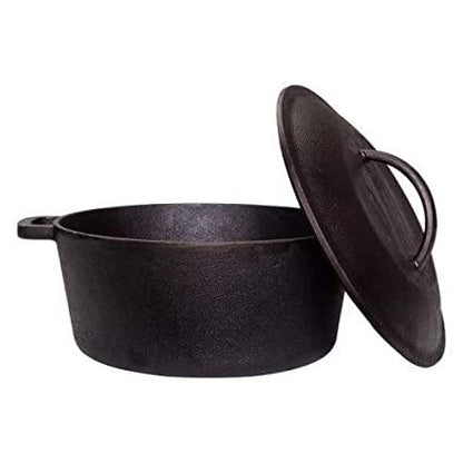 Sparkenzy Pre Seasoned Cast Iron Dutch Oven | Casserole | Cooking Pot | 3 Litre