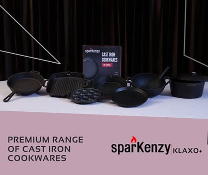 Sparkenzy Cast Iron tawa | Pre Seasoned | Dosa | Roti tawa 10 inch