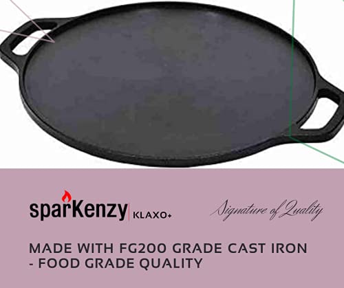 Sparkenzy Pre Seasoned Cast iron Tawa | Dosa Tawa | Skillet | Roti Pan 11 inch