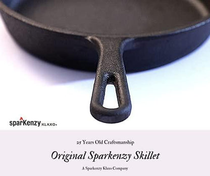 Sparkenzy Cast Iron Pre Seasoned Skillet Pan | Pizza Pan | Tawa | 10 inch