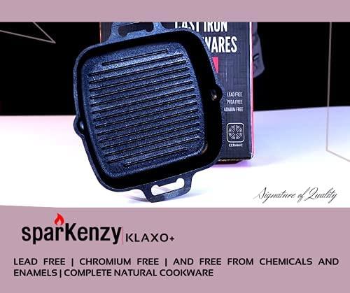 Sparkenzy Cast Iron Grill Pan | Griddle Pre Seasoned 10 inch