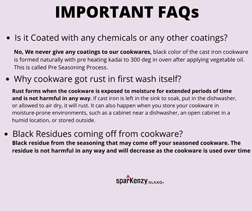 Sparkenzy Cast Iron tawa | Pre Seasoned | Dosa | Roti tawa 10 inch