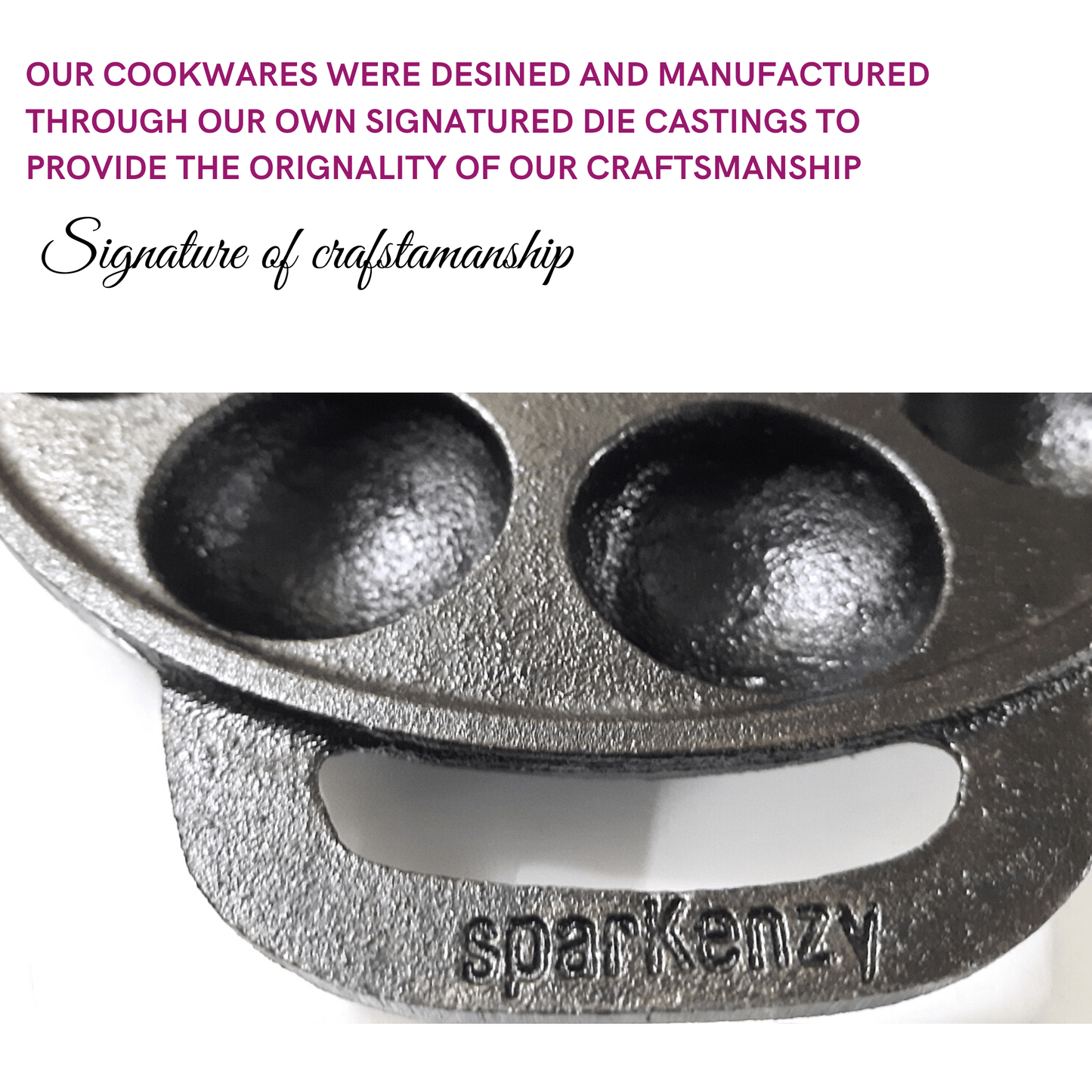 Sparkenzy Cast Iron Pre Seasoned Paniyaram with lid / Paddu Pan | 12 Pit | 8 inch