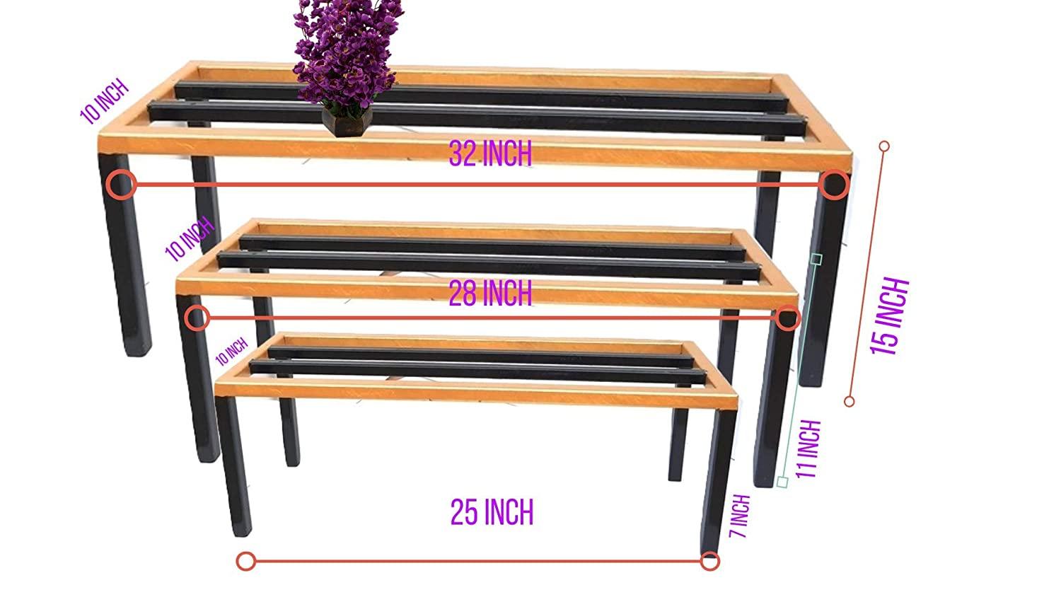 HD 3 Step Multi Color Garden Plant Pot Stand | Green and Black