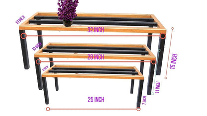 HD 3 Step Multi Color Garden Plant Pot Stand | Green and Black