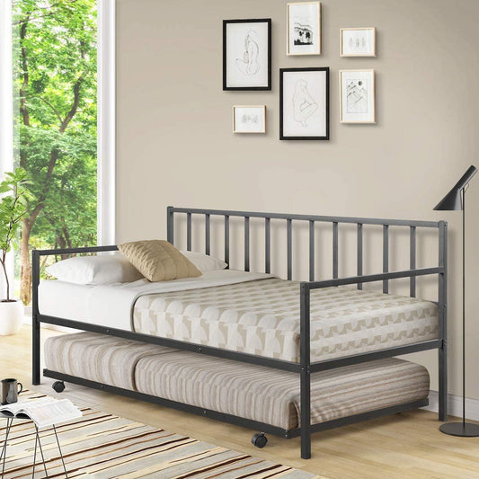 Sparkenzy Day Bed with trundle made with metal | Sofa cum metal bed for living room