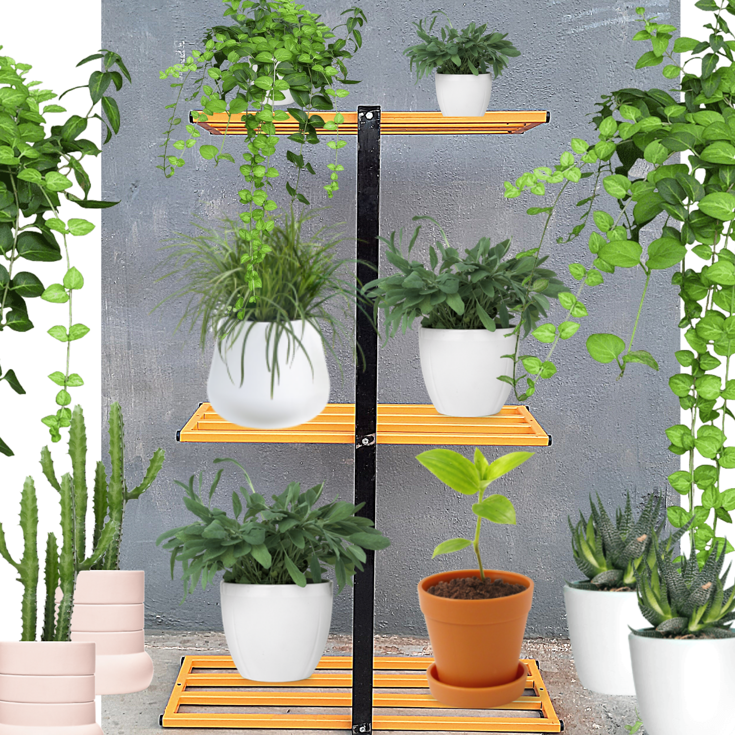 Sparkenzy HD Tall Iron Plant Stand for Outdoor and Indoor | Multipurpose 4 Tier Stand