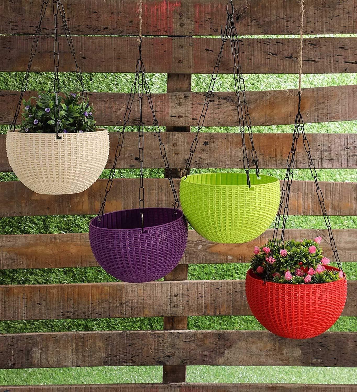Sparkenzy Euro Color Hanging Basket | Virgin Plastic | Metal chain