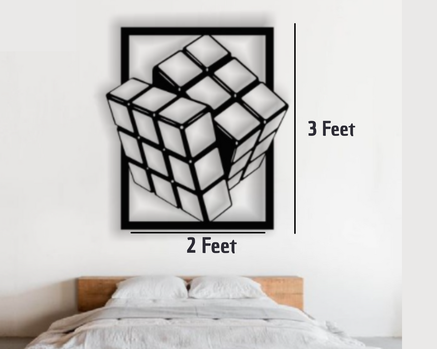 Sparkenzy Magic Cubes Metal Wall Art | Rubik's Cube Laser Cut Wall Decoration