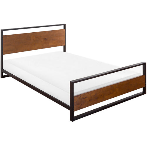 Sparkenzy Metal Bed | Steel Cot with Wooden Head and Foot Board|  King/queen Size