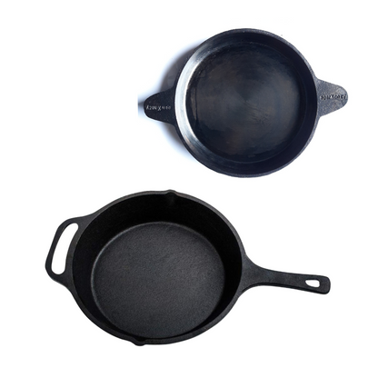 Sparkenzy Pre seasoned Cast iron Skillet 10 inch | Fish fry pan 9 inch | Combo