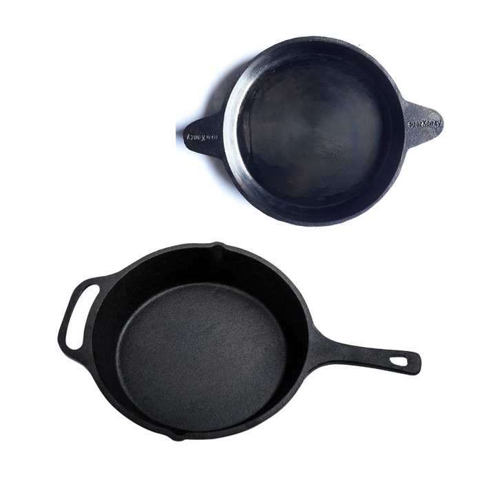 Sparkenzy Pre seasoned Cast iron Skillet 10 inch | Fish fry pan 9 inch | Combo - Sparkenzy.com