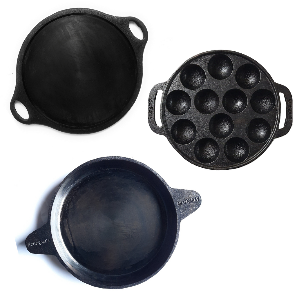 Cast Iron Paniyaram Pan - Non Flat Bottom - AlterLyfe