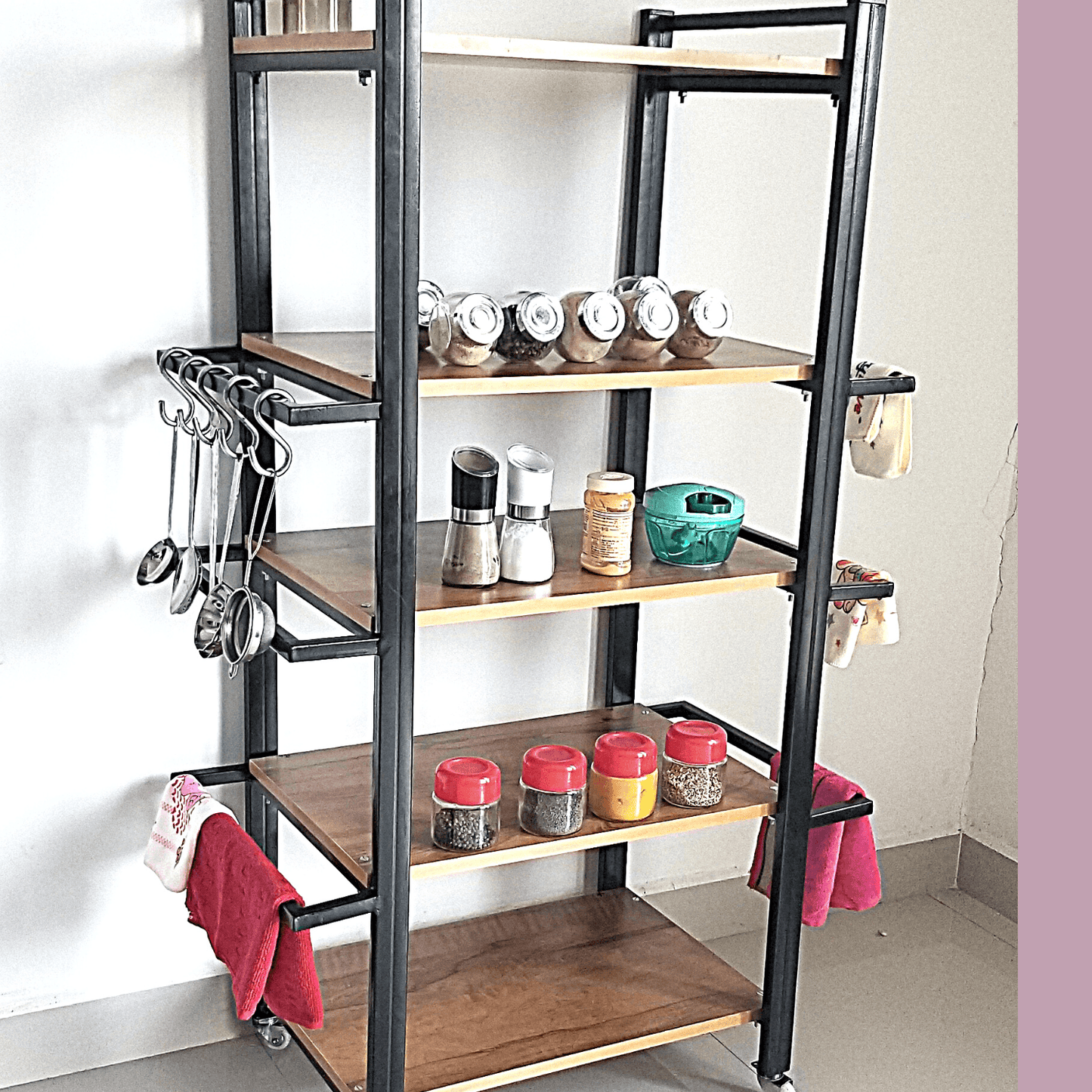 Sparkenzy HD Kitchen Storage Rack | Microwave oven stand with wheels Kitchen Rack with wheel and Cutlery Holder