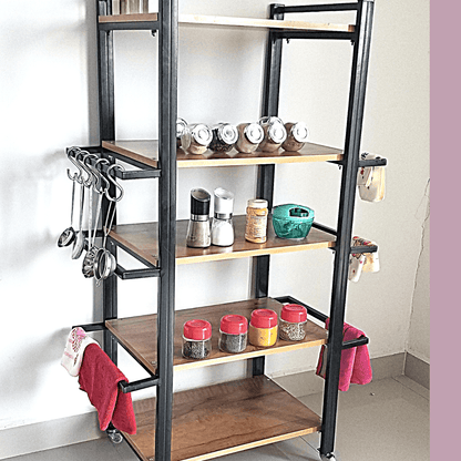 Sparkenzy HD Kitchen Storage Rack | Microwave oven stand with wheels Kitchen Rack with wheel and Cutlery Holder