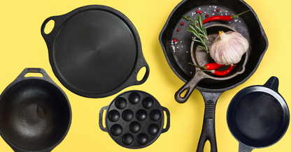 Sparkenzy Cast Iron Pre Seasoned Skillet Pan | Pizza Pan | Tawa | 10 inch