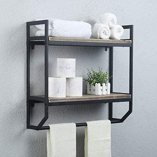 Sparkenzy Bathroom towel rack Shelves Wall Mounted | towel hanger | towel rod for bathroom | Metal & Wood