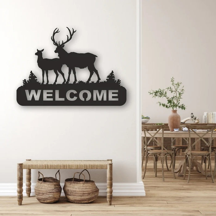 Sparkenzy deer wall art | welcome metal wall art decor | Custom size available