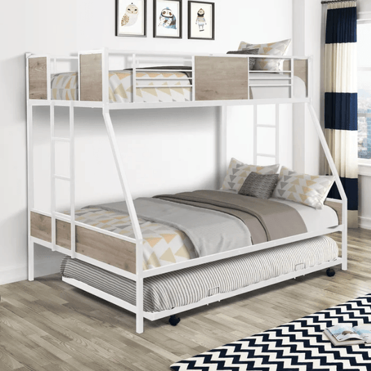 Sparkenzy Bunk Bed with trundle for Adults and kids | Metal Bunk Cot Triple bed (With trundle)
