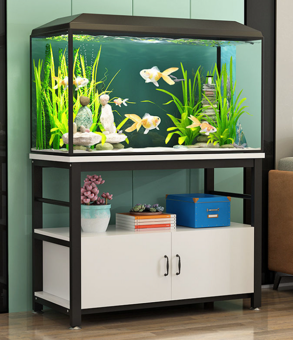 Sparkenzy Aquarium Stand with Wooden Cabinet | Fish Tank Stand Rack 2 Tier