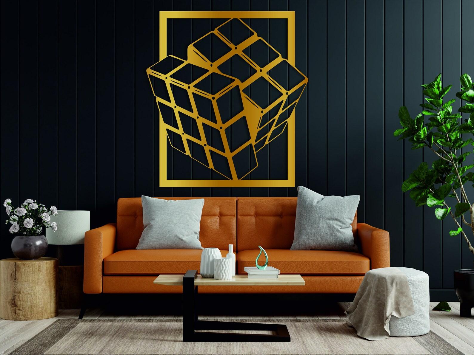 Sparkenzy Magic Cubes Metal Wall Art | Rubik's Cube Laser Cut Wall Decoration