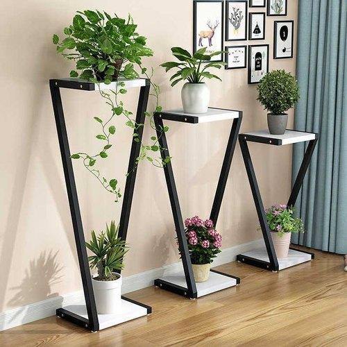 HD designer Z type Metal Plant Stand for Indoor plants | Pack of 3 White